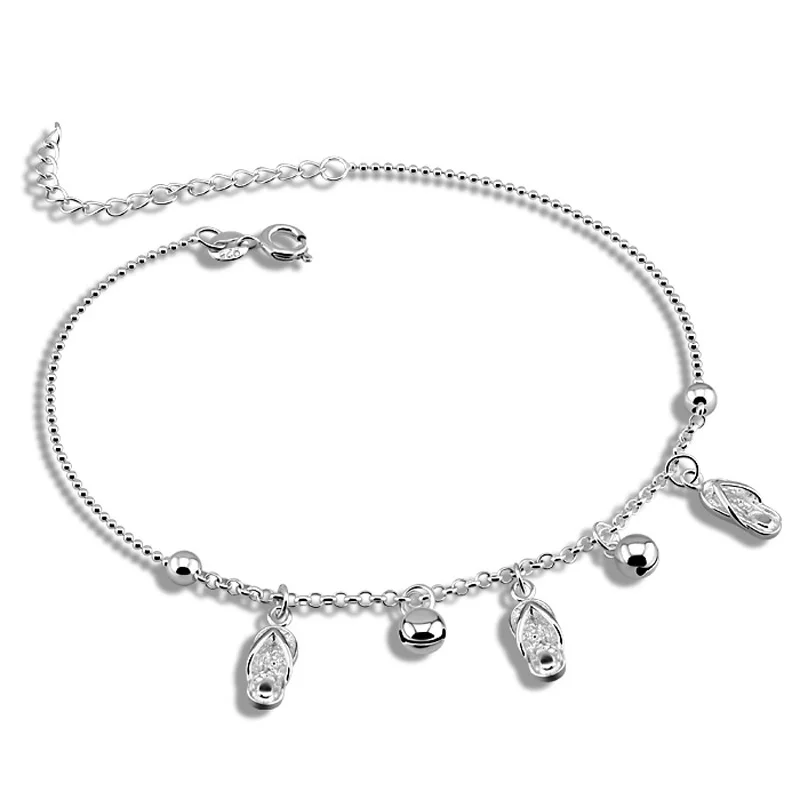 Fashionable ball Anklets Lovely anklets woman solid 925 silver 28 cm shoes pendant anklets Sterling silver