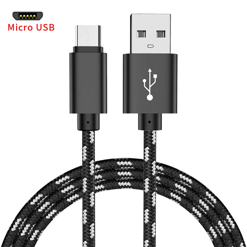 REZ Z3 микро USB кабель 2.4A Быстрая зарядка для samsung Xiaomi Redmi huawei LG htc планшет Android, телефон микро кабель - Цвет: Черный