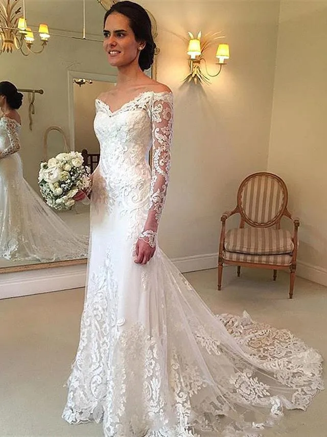 princess-lace-off-shoulder-wedding-dresses-sheer-long-sleeves-mermaid-bridal-gowns-back-covered-buttons-sweep-train-wedding-vestidos (3)_