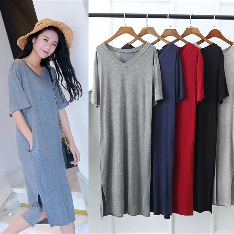 Женская ночная рубашка PZ1214 Повседневная Свободная с коротким рукавом размера