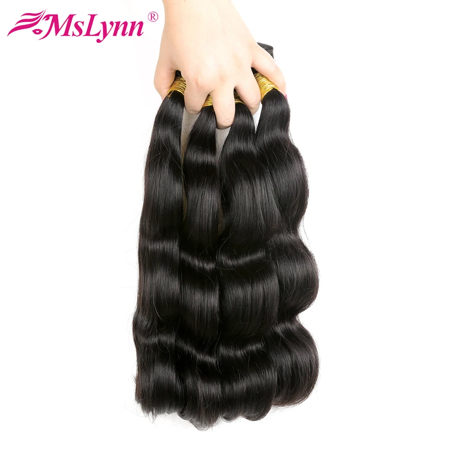 altBody Wave 4 Bundles Deal Peruvian Hair Bundles Human Hair Weave 100% Mslynn Non Remy Hair Extension Double Hair Weft 8-28Inch