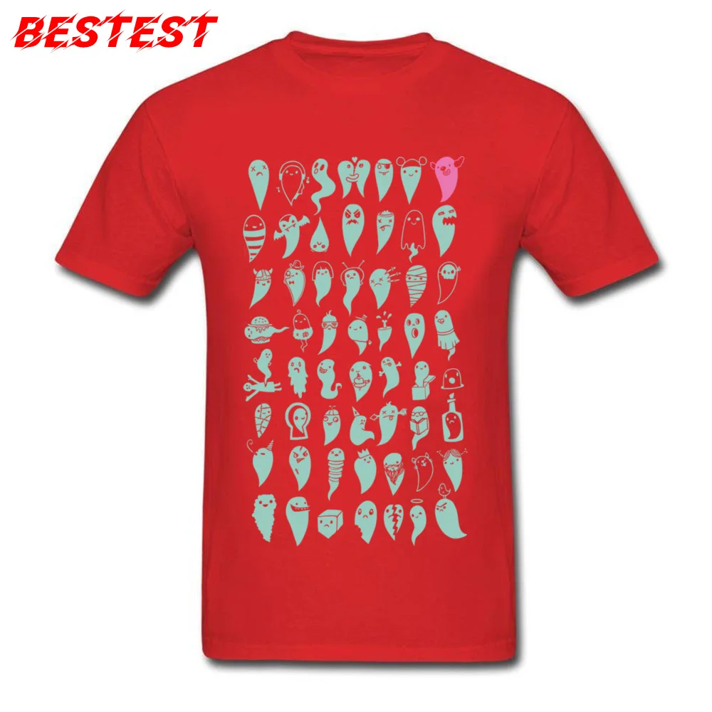 Camisa All The Ghosts Tops Shirt for Men Fitted Father Day Round Collar 100% Cotton Short Sleeve Tshirts Geek Top T-shirts All The Ghosts red