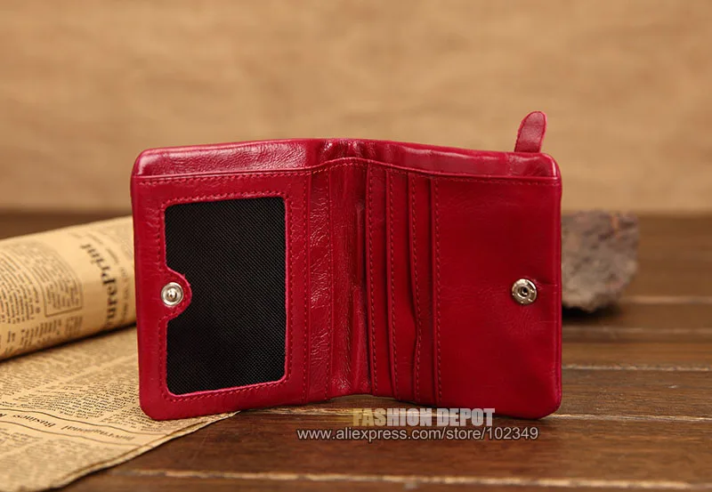Fashion Oil waxed Genuine Leather Wallet for Women Simple Stye Women's Luxury Real Leather Wallet with Zipper  (4)