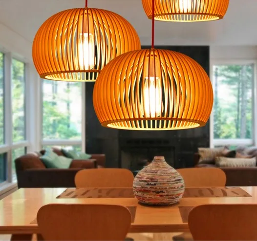 

Nordic Simple Loft Style Wood Art Droplight Edison Modern Pendant Light Fixtures For Dining Room Hanging Lamp Indoor Lighting