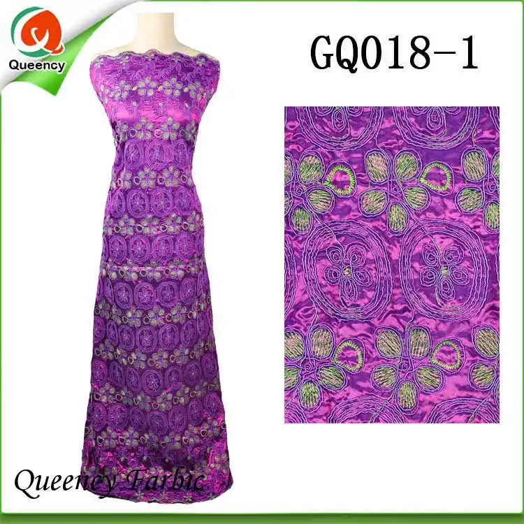 

GQ018 Queency Curious Raw Silk Embroidery George African Fabric Wholesale from India for 5 yards per piece Hot Sale