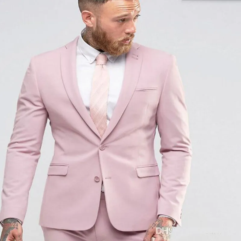 Nueva llegada traje de hombre rosa claro ajustado vestido de fiesta