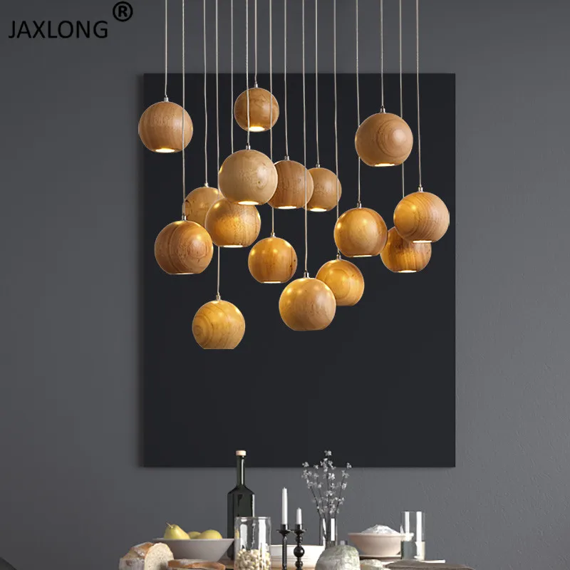 

Modern Solid Wood Lighting Pendant Light Fixture Nordic Style Restaurant Decor Pendant Lamp Living Room Bedroom Hanglamp Lustre