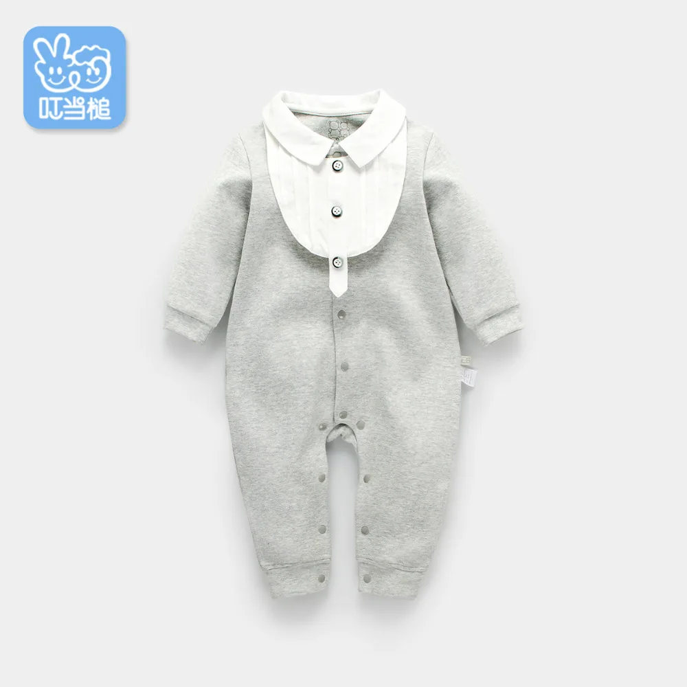 Весенне-осенний хлопковый комбинезон с длинными рукавами для новорожденных, красивый детский комбинезон в джентльменском стиле, Одежда для младенцев от 0 до 12 месяцев
