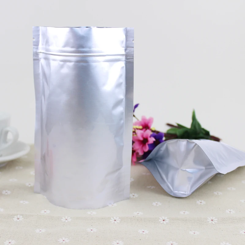 14*19+4cm Stand Up Folding Pure Aluminum Foil Bag for Food Coffee Long