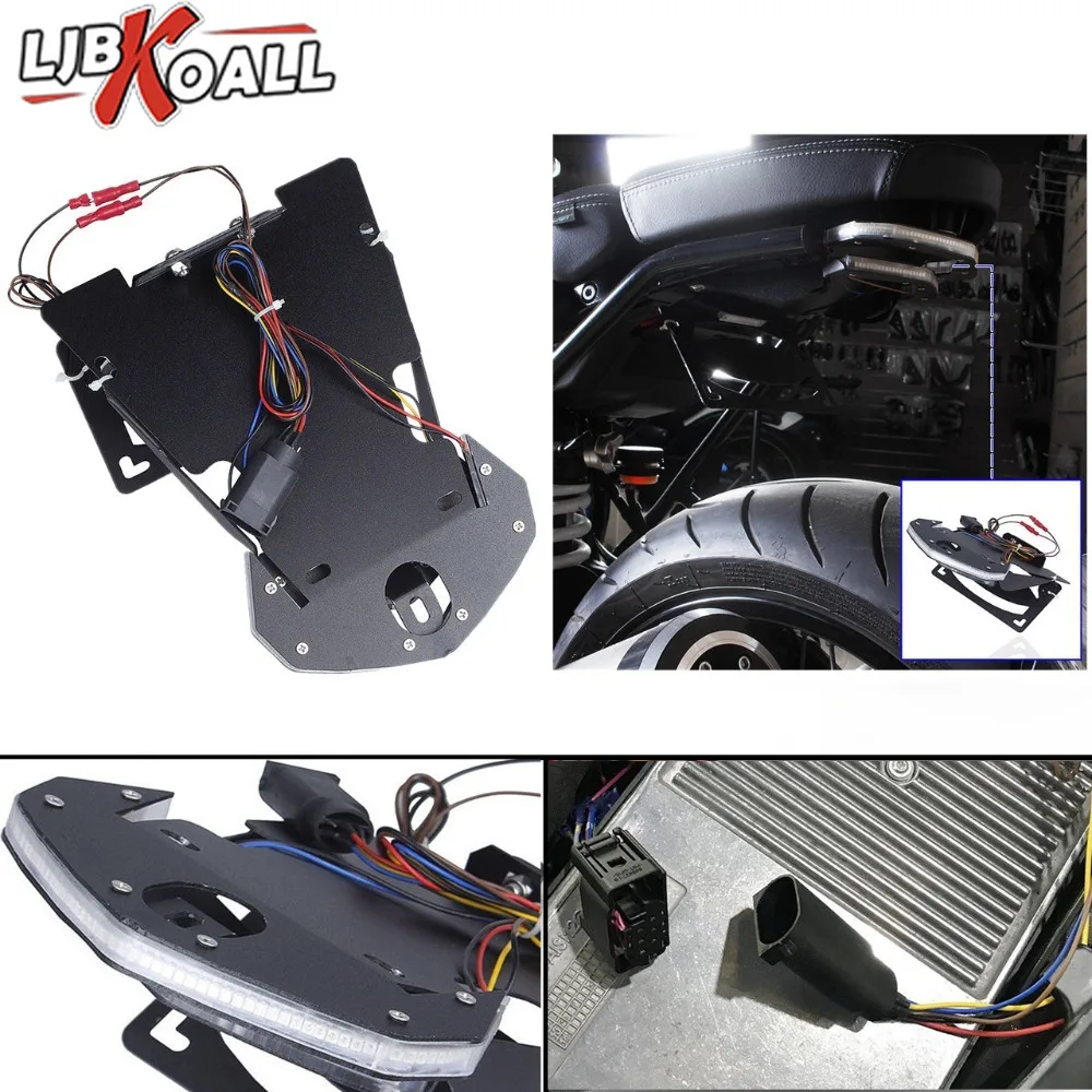 

License Plate Holder Rear LED Turn Signal Stop Brake Tail Light Bracket Fender Eliminator For BMW R NINE T 2014 2015 2016 2017