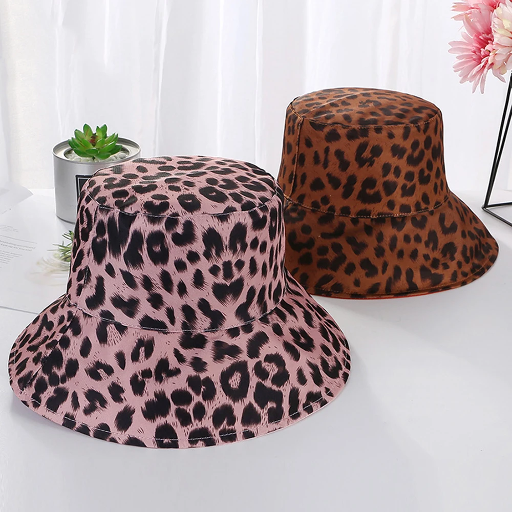Двухсторонний можно носить шапки для рыбака с леопардовым принтом женская панама сезон: весна–лето солнцезащитная Кепка для отдыха ведро Шапки