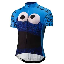 Novedad de verano, jersey de ciclismo con divertidos dibujos animados para hombre, jersey de ciclismo con ojos grandes, color azul, ropa para ciclismo, camiseta de ciclismo profesional para carreras de triatlón mtb