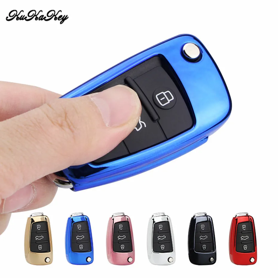 

New 3 Buttons TPU Car Key Cover Key Case For Audi A3 A4 A5 A6 A8 Q5 A8 TT S6 Q3 Q7 S3 Flip Folding Key Shell Holder Car Styling