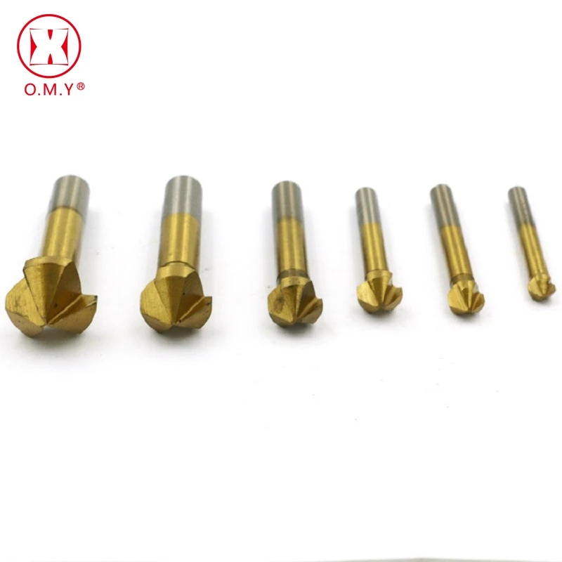 

OMY Hot 6pc Titanium 90 degree Chamfering knife Three edges Full grinding Chamfering knife tool sets
