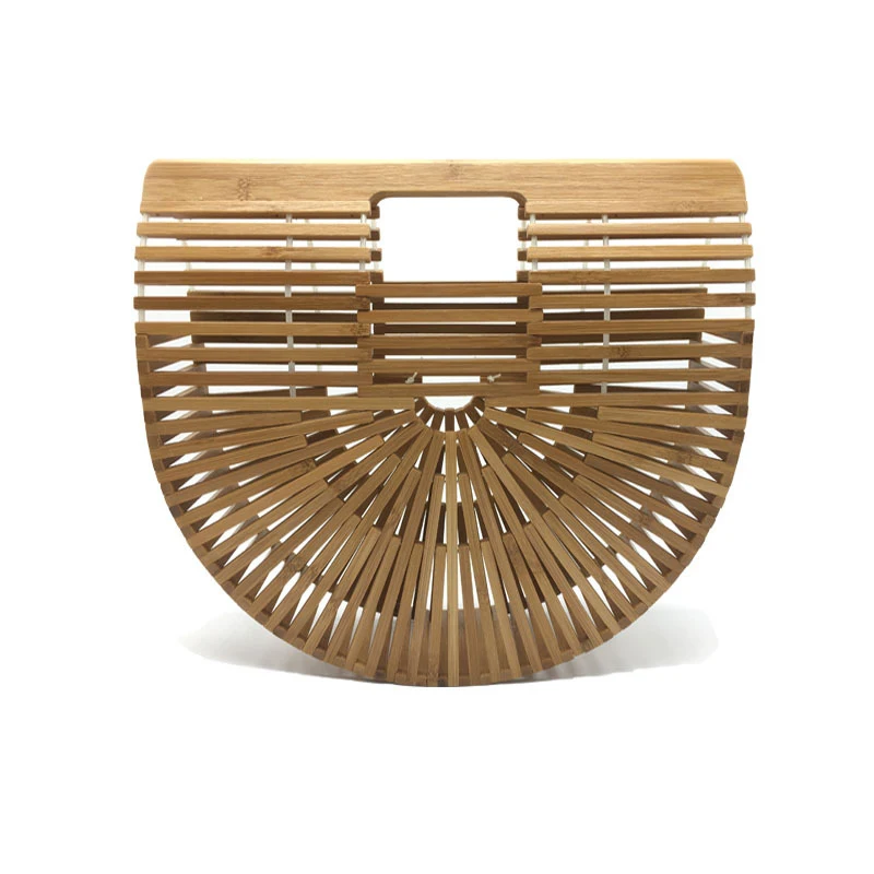 

Summer Half Round Handmade Hollow Bamboo Beach Environmental Circular Basket Bags Braided Countryside Rural HolidayTote