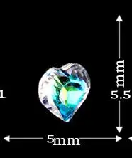 50 шт. Стразы с кристаллами AB цветные с острым носком 4x6/4X8 мм кристаллы 24 размера-Форма AB цветные кристаллы, аксессуары для дизайна ногтей - Цвет: heart 5X5.5