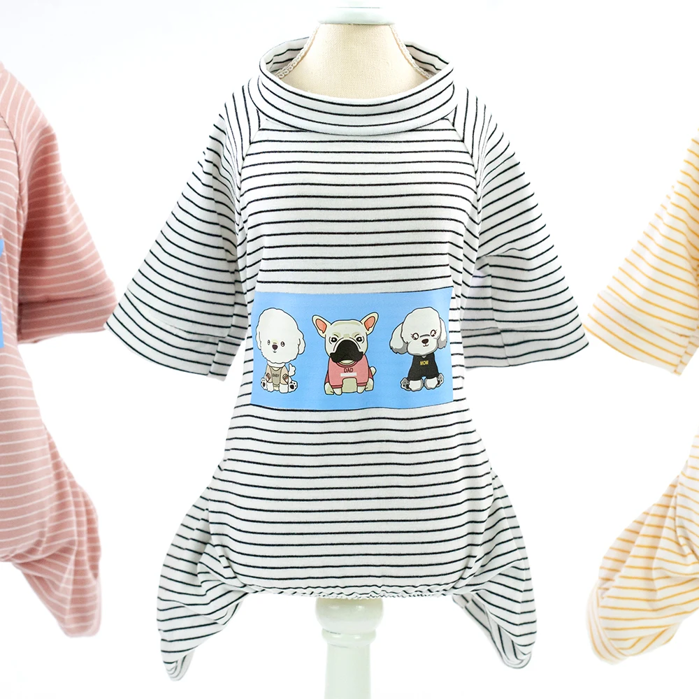 Мягкие хлопковые пижамы для собак в полоску, комбинезон для маленьких собак щенков котов, одежда для домашних животных,, Прямая поставка