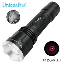 UniqueFire 1507 IR 850nm светодиодный фонарик инфракрасный свет 20 мм выпуклая линза Светильник с регулируемым фокусом Тактический ночного видения Lanterna