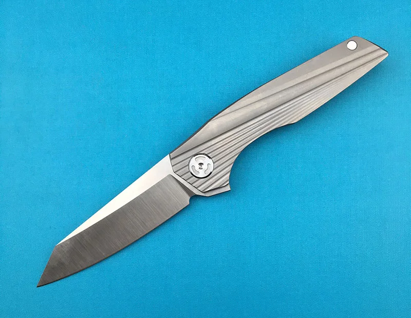 LEMIFSHE параллельная линия Флиппер складной нож D2 лезвие шариковый подшипник TC4 titanium сплава ручки Открытый Отдых резак фруктов EDC