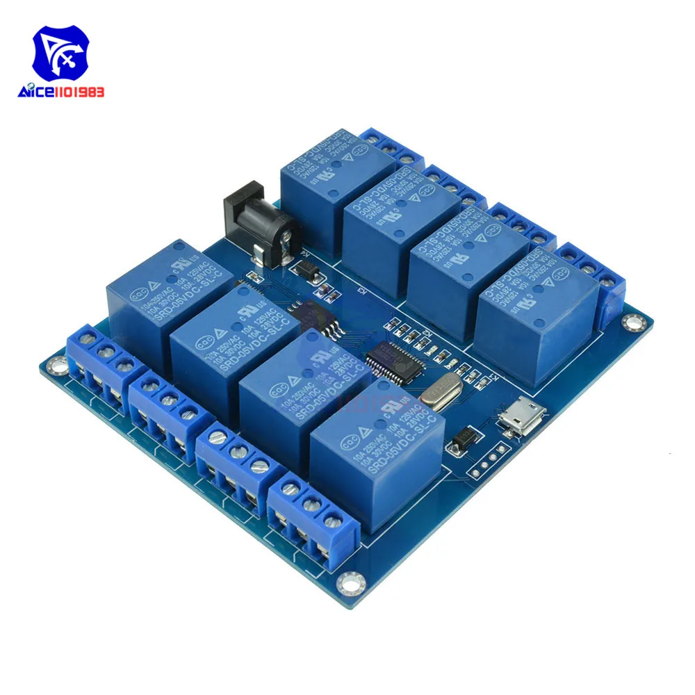 DC 5V 10A 8 канальный модуль Micro USB для ПК верхний компьютер ICSE014A управление