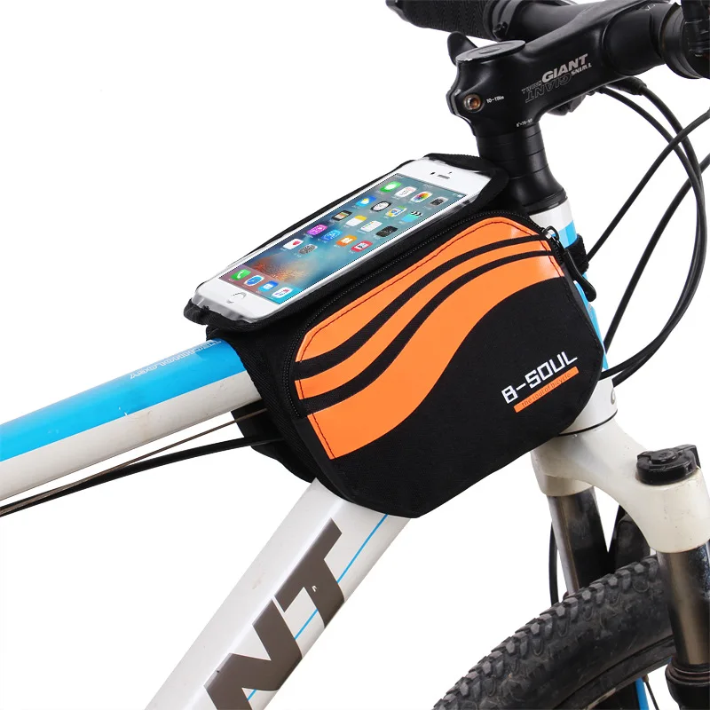 Perfect 5.7Inch Waterproof Touch Screen Bicycle Phone Bag Mountain Bike Front Frame Bag Cycling Top Tube Bag Cycling Pannier Pouch 4