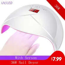 36 Вт УФ лампа Светодиодный лампа для ногтей Сушилка для ногтей для всех гелей для ногтей солнечного света инфракрасный чувствительный 60/80/99 s таймер жидкокристаллический смарт-дисплей для маникюра