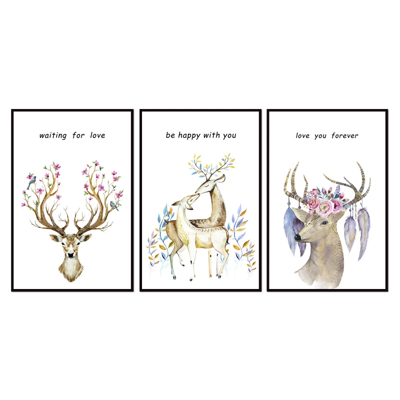 

Factory wholesale (No Framed) Modern elk series Canvas Print On Canvas Printing Wall Pictures 12YM-A-587