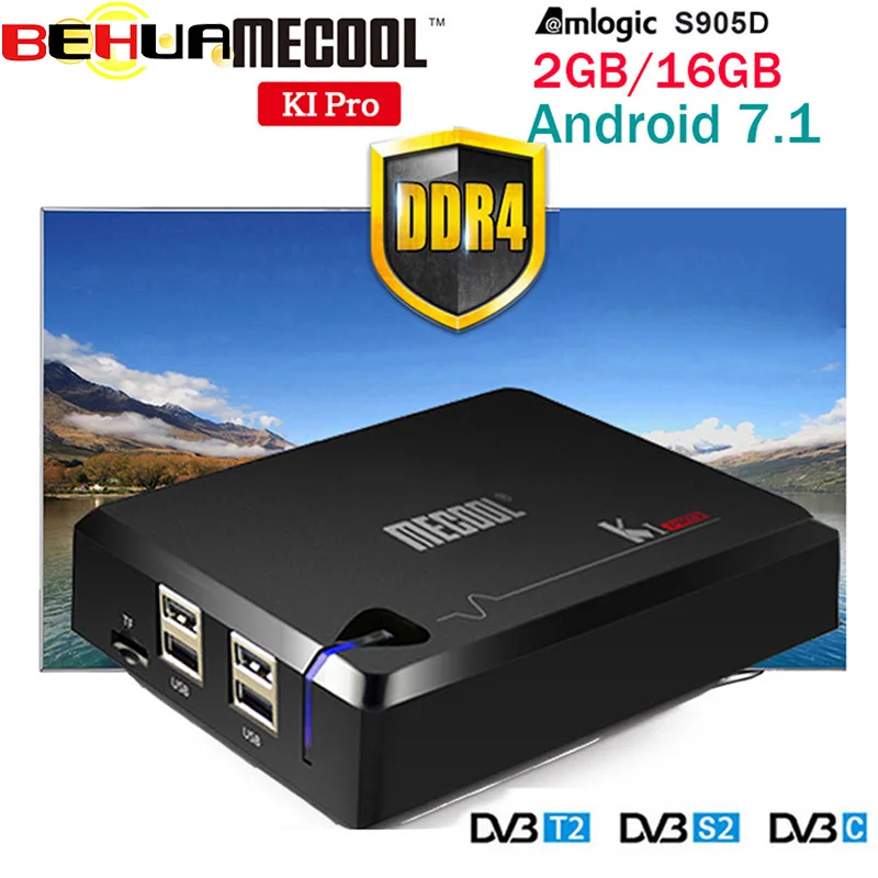 Online MECOOL KI PRO TV Box KI PRO S2 with T2 DVB Amlogic S905D Quad 2G+16G Support DVB T2 S2 DVB T2 DVBS2 Set Top Box Android TV Box