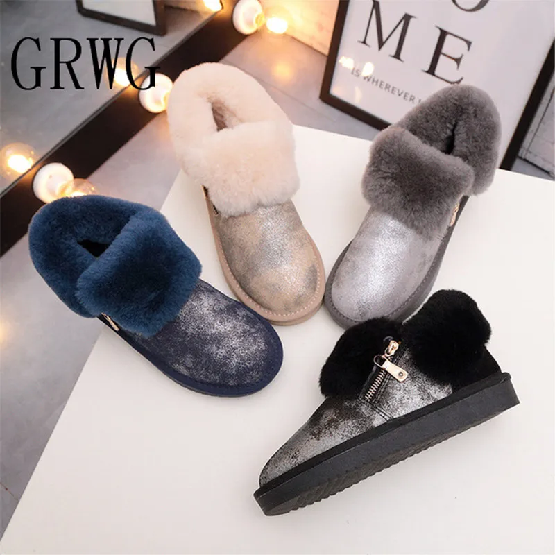 

GRWG Women Boots Winter Boots Austalia Fashion Warm Brand Genuine Leather Snow Boots For Woman Shoes Botas Mujer Size 34-40