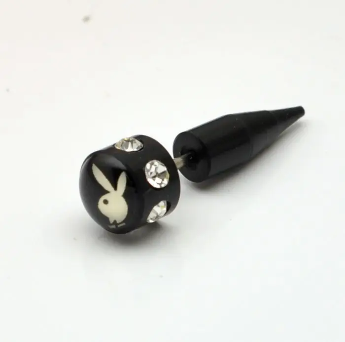 Never Fade Rabbit Head Black Acrylic Anium Stud Earring Plastic Never Fade Rabbit Head Black Acrylic Anium Stud Earring Plastic Boys Men Ear Piercing Studs Ds2192 Free Shipping In Earrings From Jewelry