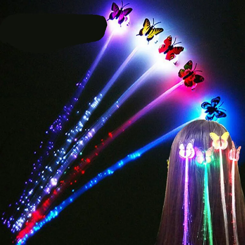

120pcs/lot led Hair Clip Gafas Led Butterfly LED Wigs Glowing Flash Hair Accessories Braid Clip Hairpin New Year Christmas Party