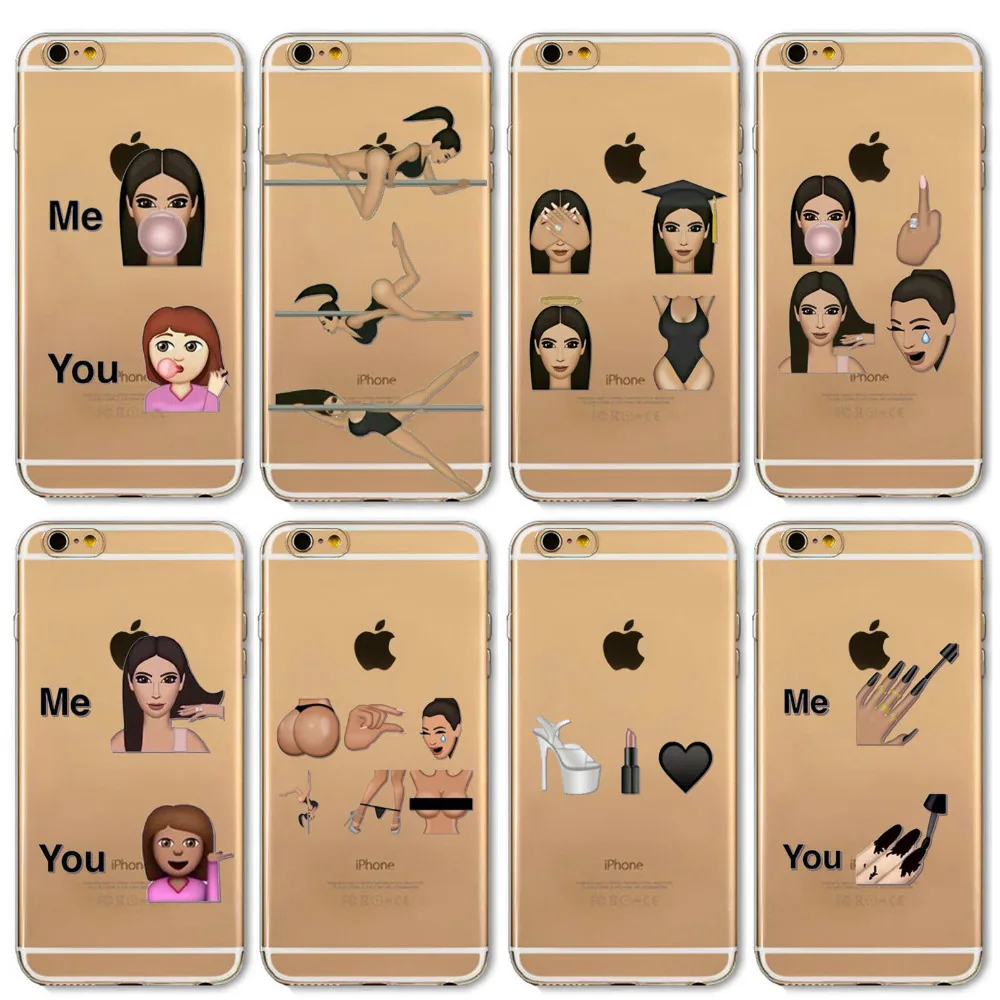 Funny Soft Clear Kim Kardashian Crying Face Emoji Case For iphone 6 6s Plus 5 5s SE 4 4s Ultrathin Kimoji TPU Mobile Phone Shell