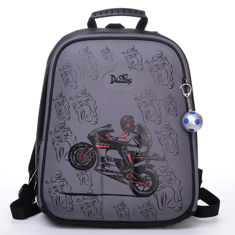 

2017 Delune School Bags Children Burden Reducing School Backpacks Nylon Material Motorcycle Pattern Backpack For Boy