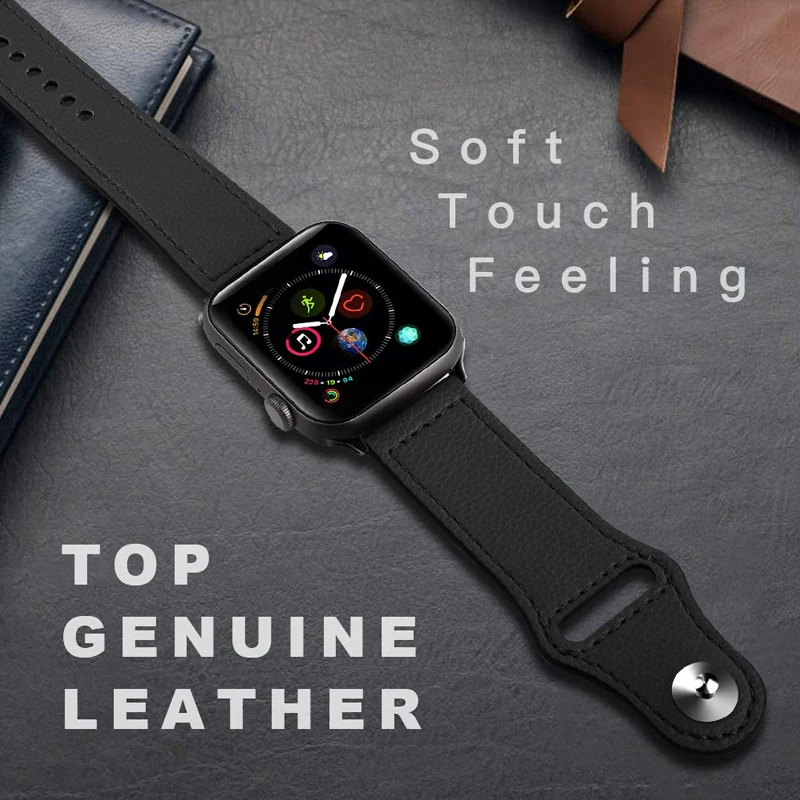 Кожаный ремешок для часов Apple Watch Series 5 4 3 2 1 браслет ремни для iwatch 44 мм 40 мм 38 мм 42 мм петля наручные часы аксессуары