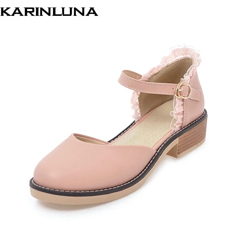 

KARINLUNA 2018 Fashion Large Size 32-44 Sweet Summer Sandal Shoes Square Comfortable Heels Wholesale Dropship Shoes Women