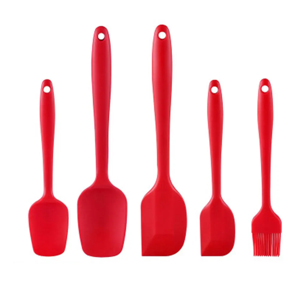  5 PCS Silicone Kitchen Baking Utensil Set Scraper Eggbeater Slotted Spatula Brush Tools Cocina Uten