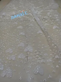 

special JIANXI.C-83132 French tulle Material French Net Lace fabric with glued glitter for bridal dress