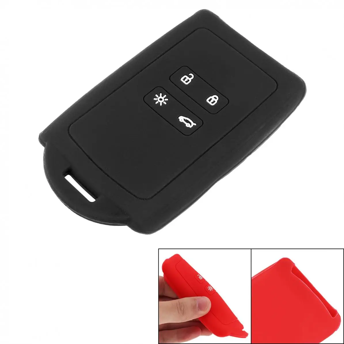 

2 Colors Silicone 2 Buttons Straight Plate Car Key Cover Protector Holder for Renault Koleos Kadjar Megan 2016-2017