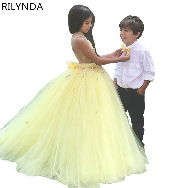 Kids Infant Girl Flower Petals Dress Children Bridesmaid Toddler Elegant Dress Pageant Vestido Infantil Tulle Formal Party Dress