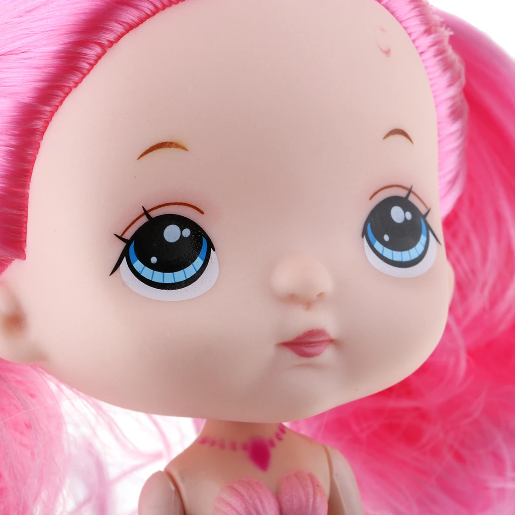17cm 7inch Adorable Swimming Mermaid Princess Doll with Pink Ponytail for Kids Bath Toys