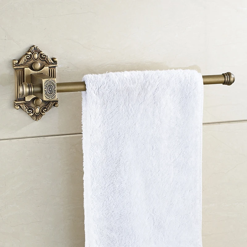 Antique Brass Single Towel Bar Wall Mount Bathroom Towel Rack Holder White 