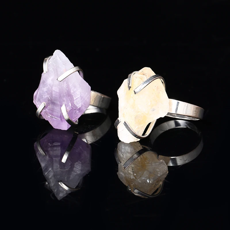 

Women's Colorful Druzy Quartz Irregularly Natural Stone Ring Stone Silver Color Druzy Stone Finger Rings For Women
