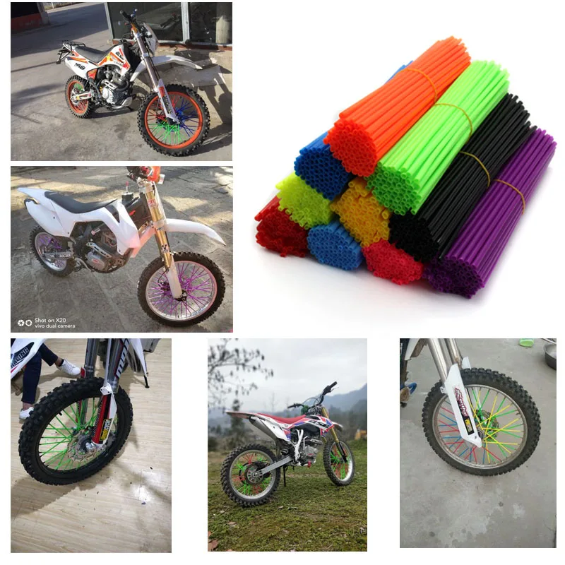 

72pcs Colorful Motocross Wheel Rim Wrap Cover Kit Spoke Skin Tubes Covers Universal Fit Most of Motorcycle Bike Custom