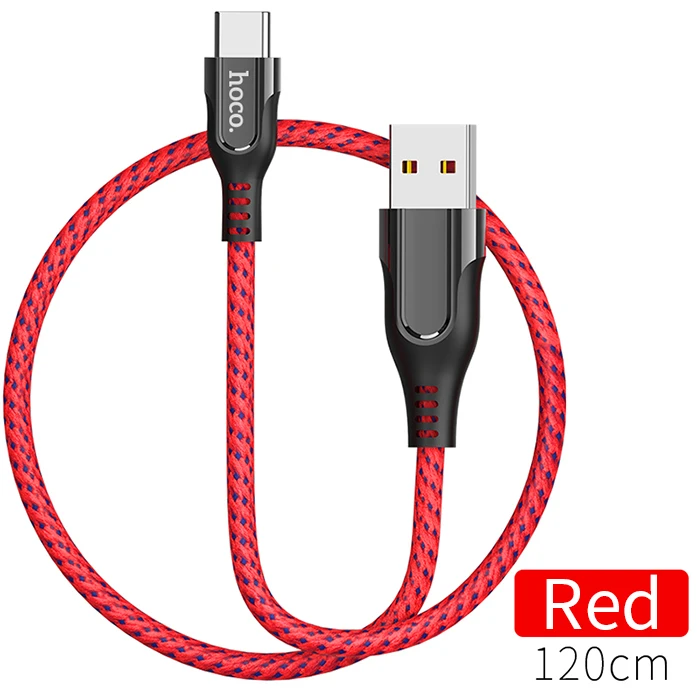 Беспроводное зарядное устройство HOCO Тип usb c кабель usb type-c функцией быстрой зарядки кабеля для передачи данных usb-c Зарядное устройство для samsung S10 S9 S8 Xiaomi Mi 8 a2 redmi note 7 Тип-c кабель - Цвет: Красный