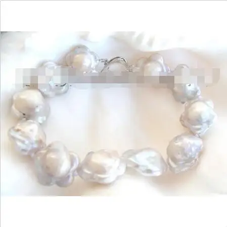 

FREE SHIPPING HOT sell new Style >>>> STUNNING 17mm white nautral southsea reborn keshi pearls bracelet b1017