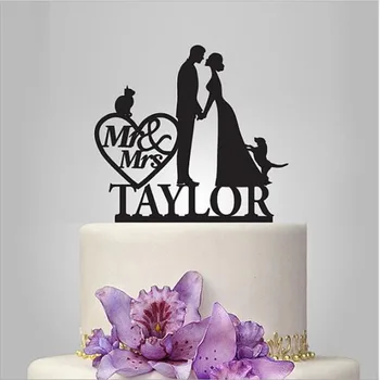 

Wedding Cake Topper Bride and Groom Silhouette, Custom Your Last Name Mr Mrs Big Day Wedding Toppers, Unique Wedding Decoration