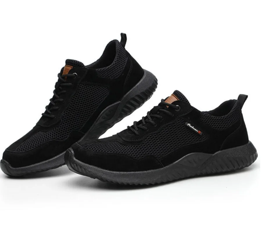 Mens Work Shoes Genuine Leather Men Steel Toe Work Safety Shoes Work & Safety Boots Breathable Construction Work Shoes Puncture