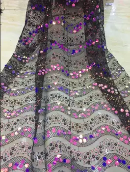 

Pretty embroidered tulle mesh lace fabric with sequins ZH191522 wholesale african net lace fabric