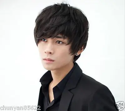 Anak Laki laki tampan Wig Baru Korea Fashion Pria Hitam 