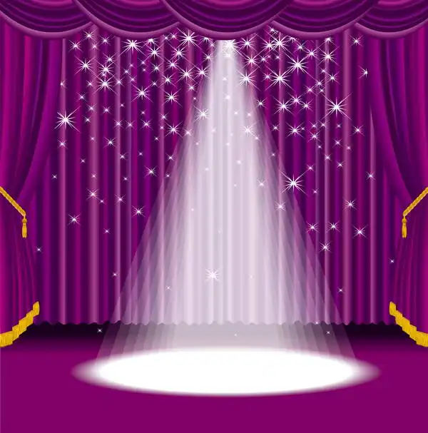 10x10FT Purple Curtain Drape Sparkle Stars Spotlight Stage Custom Photo